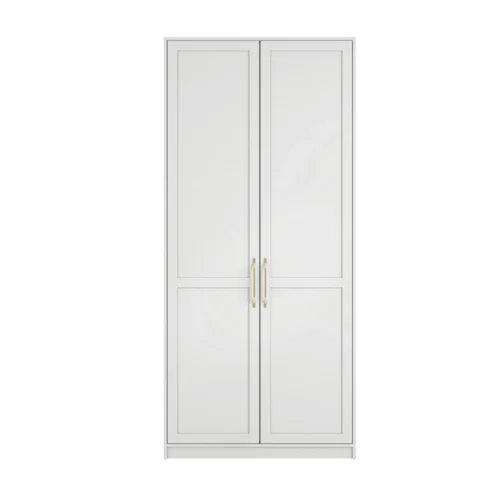 Austen White 2 Door Wardrobe - Classic Shaker Style with Brass Handles (2 Packs)