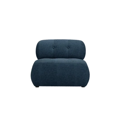 Reese Accent Chair Midnight Blue Coloured Boucle fabric With Black Wooden Legs