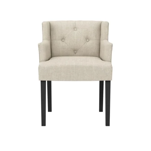 Shay Stone Winged Armed Dining Chair With Anthracite Linen Fabric (1 Per Pack)