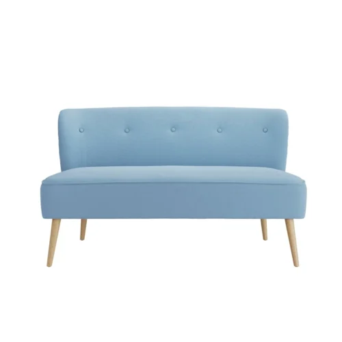 Beau 2 Seater Sofa - Cornflower Blue Upholstery & Blonde Wood Frame