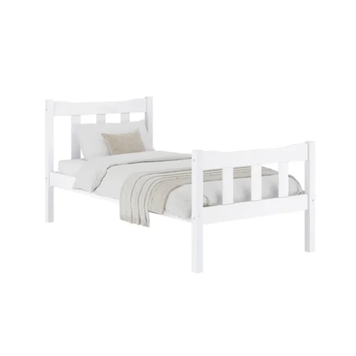 Havana White Single Bed-White-Washed Solid Pine with Timeless Elegance (2 Packs)
