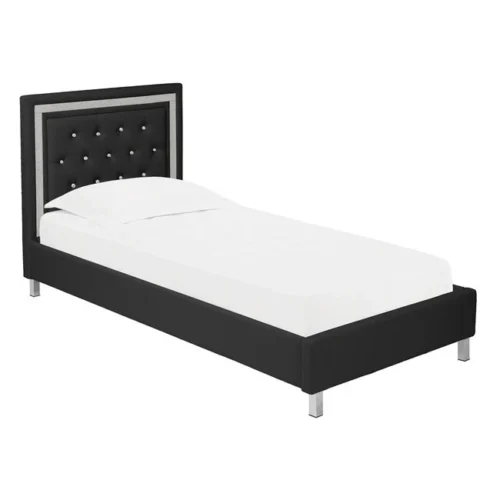 Crystalle Faux Leather Bed with Diamante Trim & Elegant Pin-Tuck Detailing