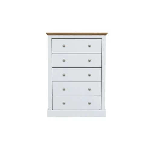 Devon White 5-Drawer Chest - Timeless Elegance with Spacious Storage