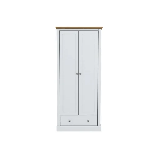 Devon White 2-Door Wardrobe - Classic Elegance with Spacious Storage