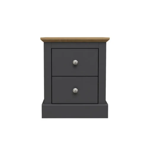 Devon Charcoal 2-Drawer Bedside Cabinet - Timeless Elegance in a Classic Finish