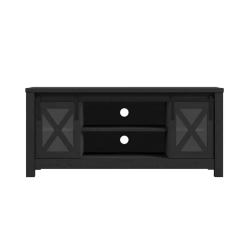 Clover Black Glass Media Unit - Contemporary Design with Matte Finish