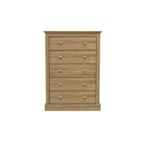 Devon Oak 5 Drawer Chest Traditional Bedroom Storage Unit Elegant Design