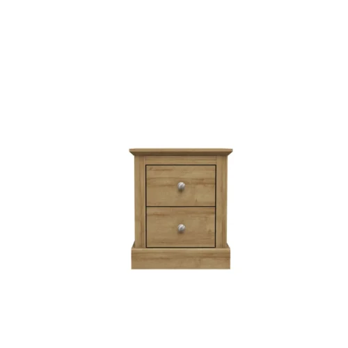Devon Oak Bedside Cabinet With Two Storage Drawers